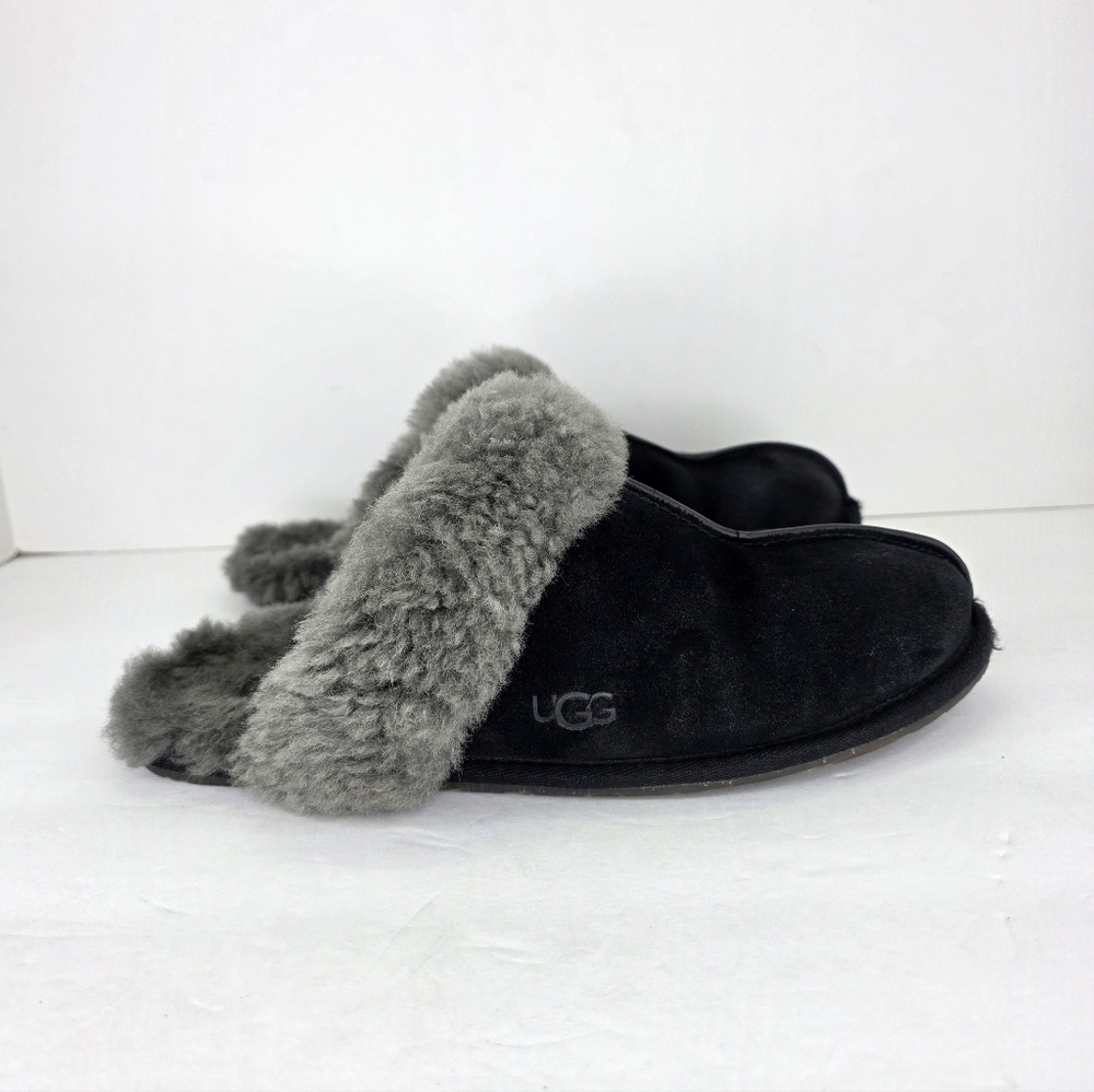 UGG Scuffette II Women's Slipper Suede Sheepskin Plush Slip On Black Grey Size 9 - Picture 8 of 16